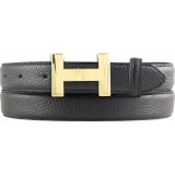 Damen-G�rtel Horus aus gemasertem Leder mit Steppnaht 2,5 cm Gold
