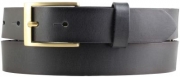 Herren-G�rtel mit goldener G�rtelschnalle aus Vollrindleder mit geschw�rzten Kanten 3,0 cm