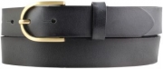 Damen-G�rtel mit goldener G�rtelschnalle aus Vollrindleder mit geschw�rzten Kanten 3,0 cm