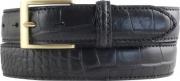 Herren-G�rtel mit Krokopr�gung und goldener G�rtelschlie�e 3,5 cm