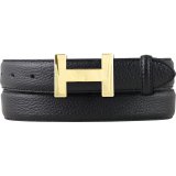 Damen-G�rtel HAILEY aus gemasertem Leder mit Steppnaht 3,0 cm Gold