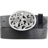 G�rtel aus Vollrindleder mit Ornament-Schlie�e 4,0 cm