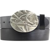 G�rtel aus Vollrindleder mit Wellen-Schlie�e 4,0 cm