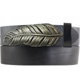 G�rtel aus Vollrindleder mit Feder-Schlie�e 4,0 cm