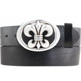 G�rtel aus Vollrindleder mit Lilien-Schlie�e 4,0 cm