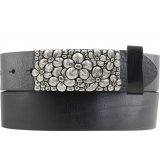 G�rtel aus Vollrindleder mit Blumen-Schlie�e 4,0 cm
