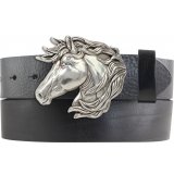 G�rtel aus Vollrindleder mit Pferde-Schlie�e 4,0 cm