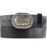 G�rtel aus Vollrindleder mit Rounded Bling-Schlie�e 4,0 cm