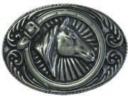 G�rtelschnalle Pferdekopf umrahmt 4,0 cm