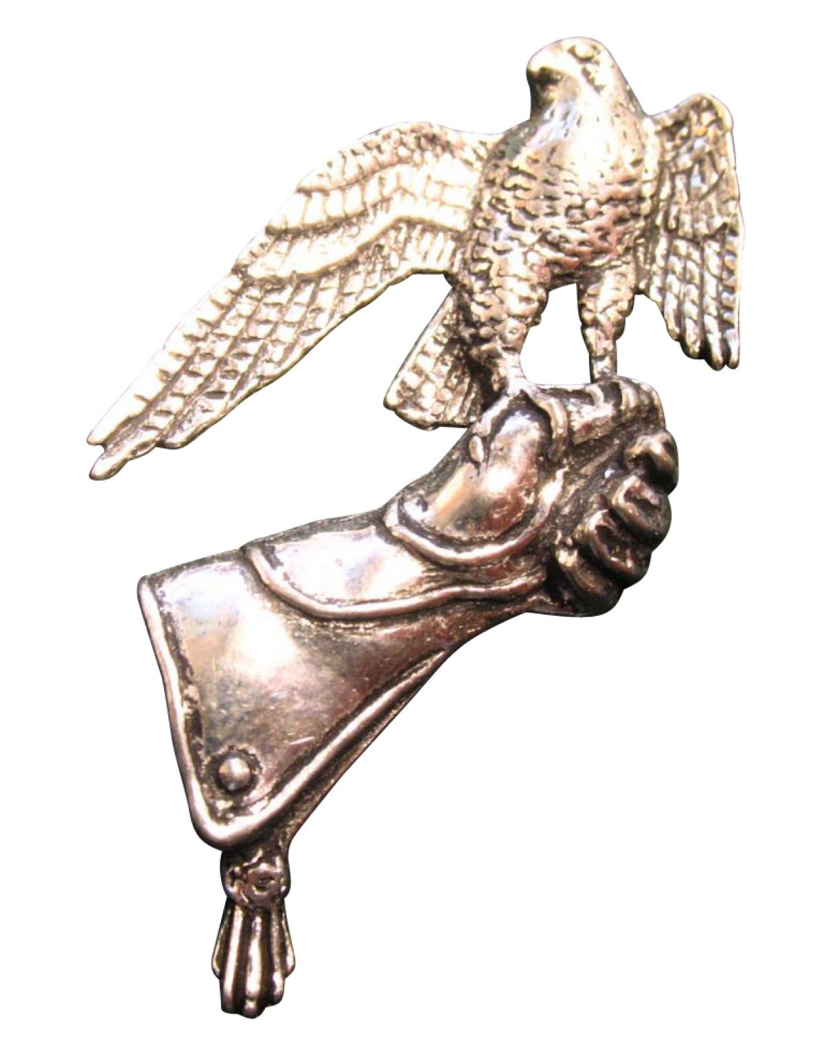 Ansteckpin Hand mit Falke