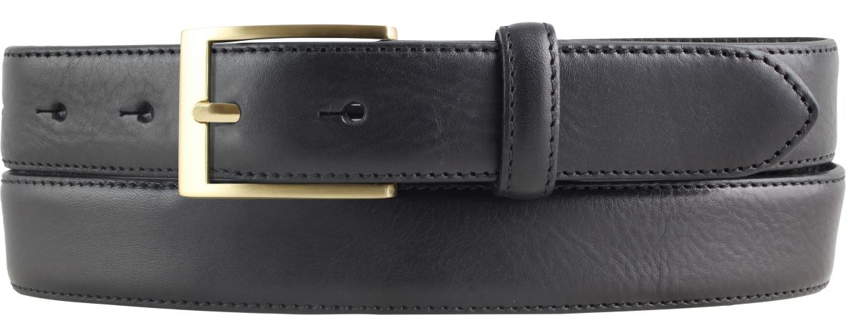 Anzugg�rtel aus Vollrindleder bombiert mit goldener G�rtelschlie�e 3,0 cm