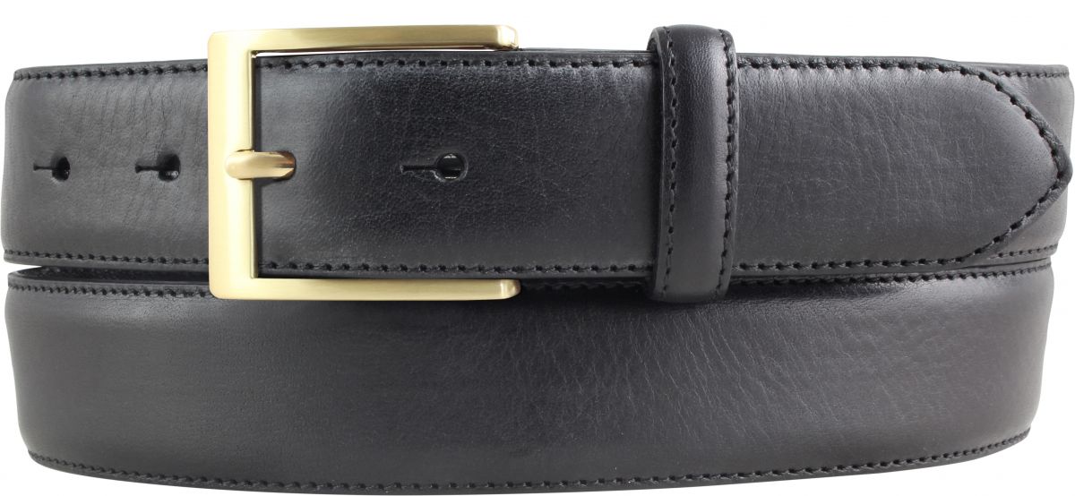 Anzugg�rtel aus Vollrindleder bombiert mit goldener G�rtelschlie�e 3,5 cm