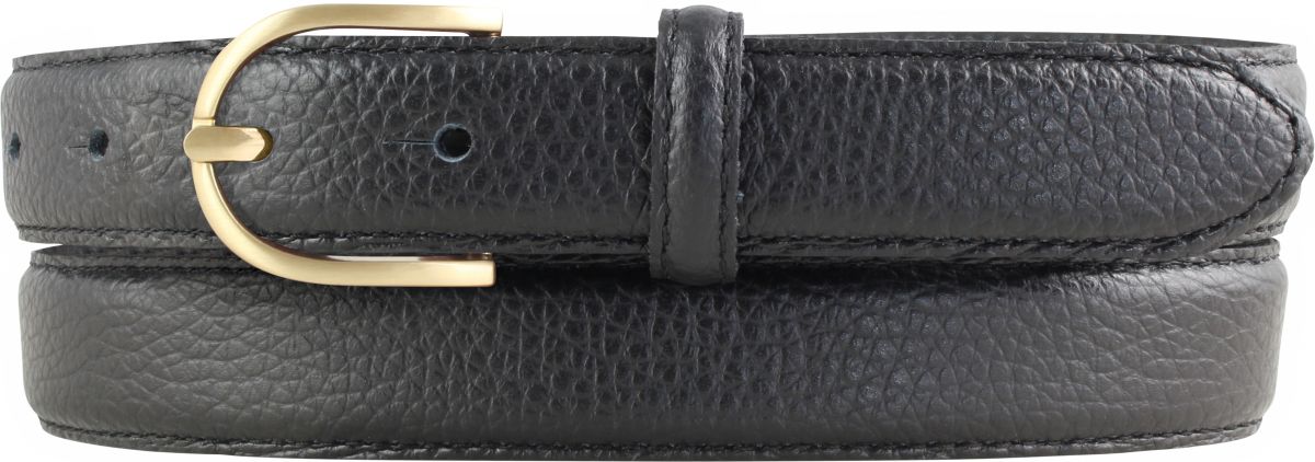 Damen-G�rtel aus gemasertem Leder mit Steppnaht 2,5 cm gold