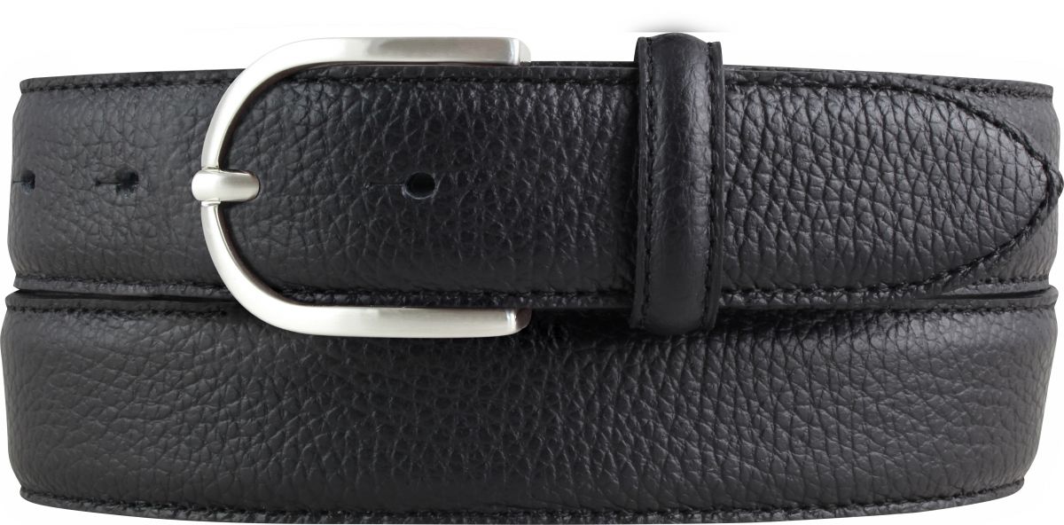 Damen-G�rtel aus gemasertem Leder mit Steppnaht 3,5 cm