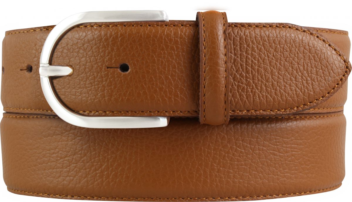 Damen-G�rtel aus gemasertem Leder mit Steppnaht 4,0 cm