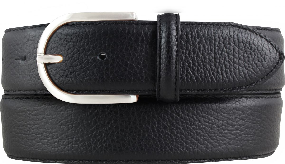 Damen-G�rtel aus gemasertem Leder mit Steppnaht 4,0 cm