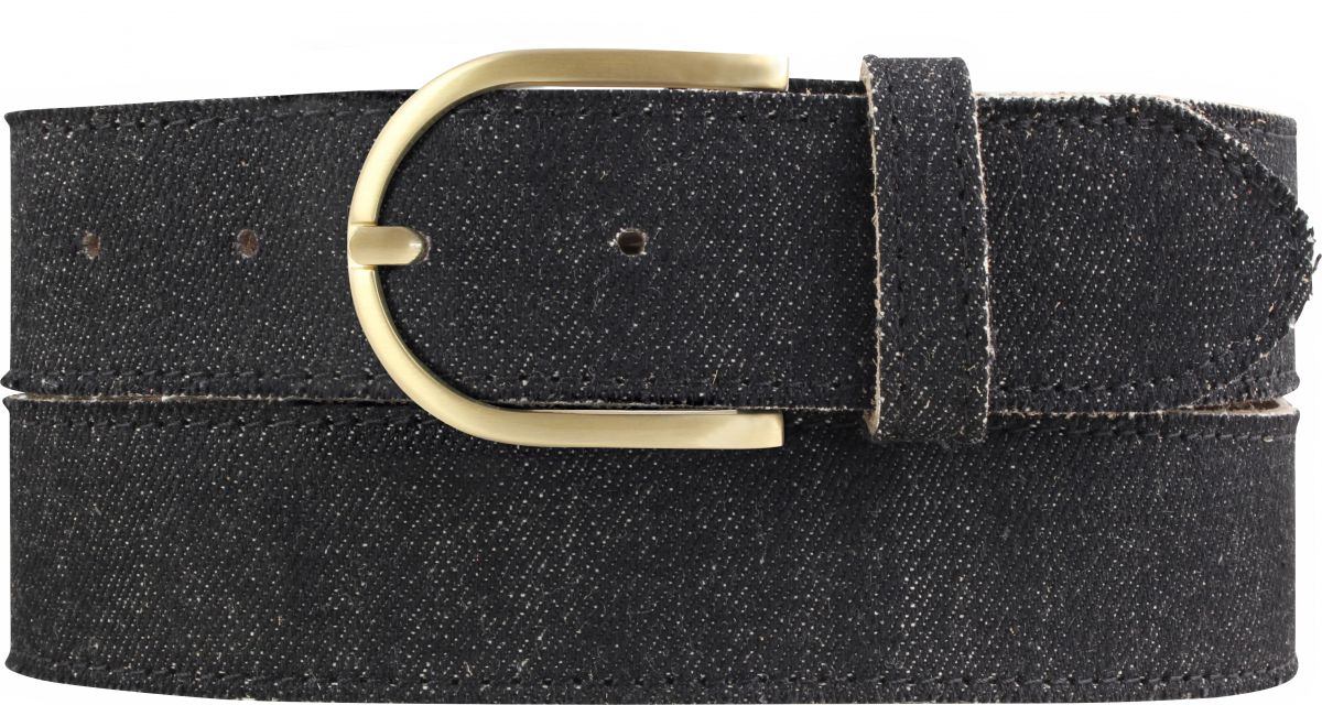 Damen-G�rtel im Jeans-Look mit Steppnaht 4,0 cm gold