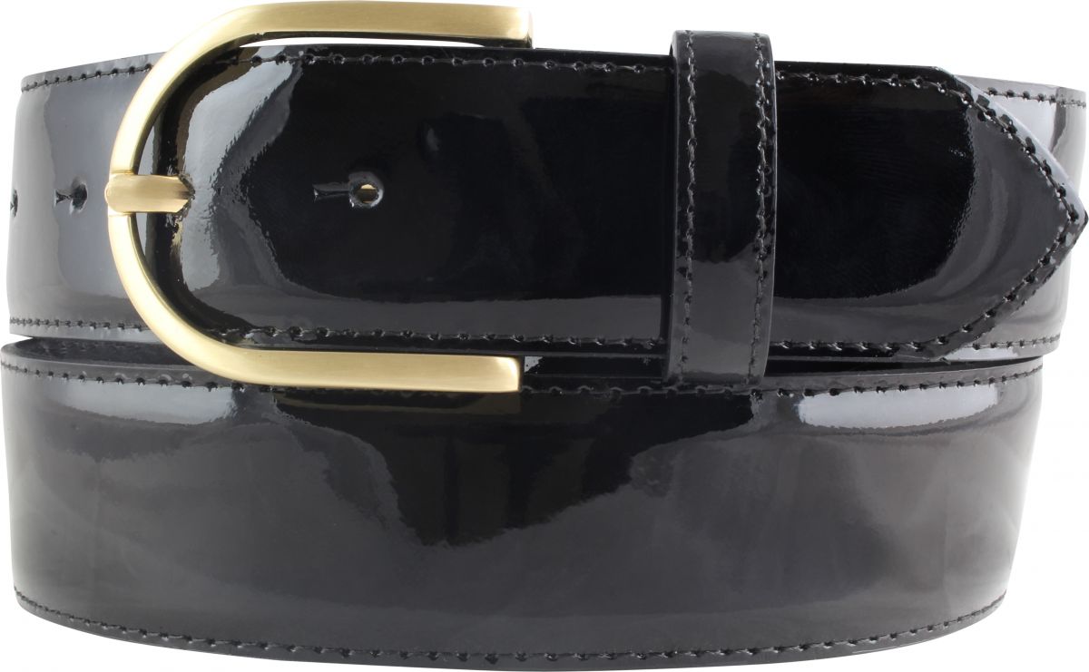 Dameng�rtel aus Lackleder mit goldener G�rtelschnalle 4,0 cm