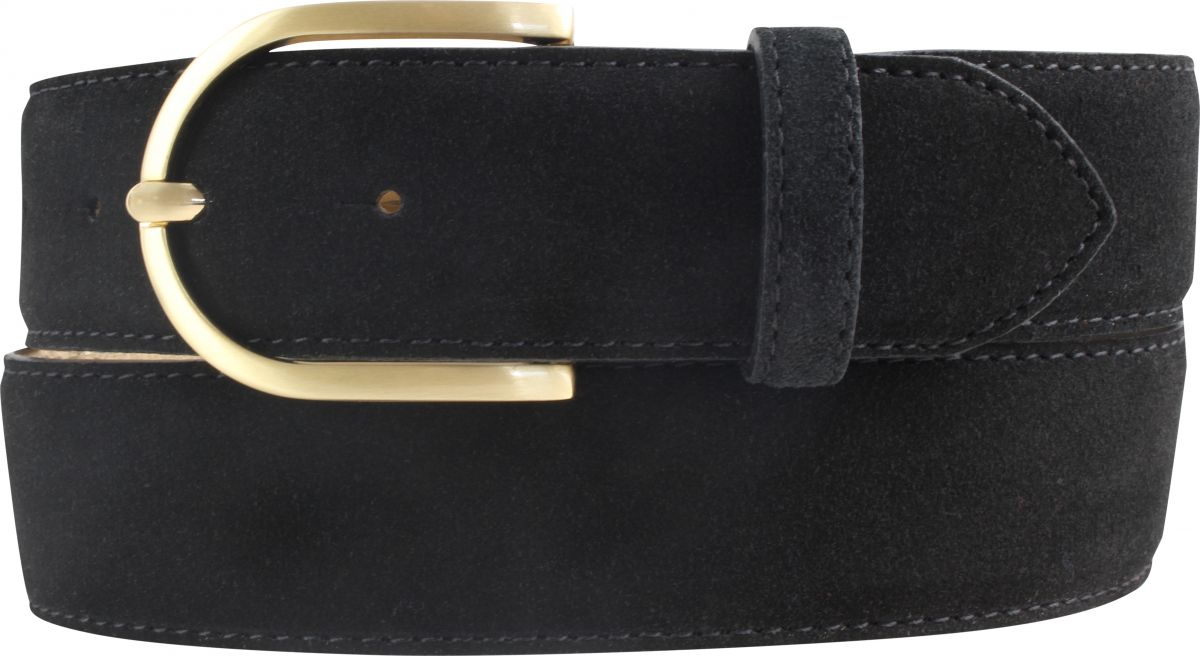 Dameng�rtel aus Veloursleder mit goldener G�rtelschlie�e 4,0 cm