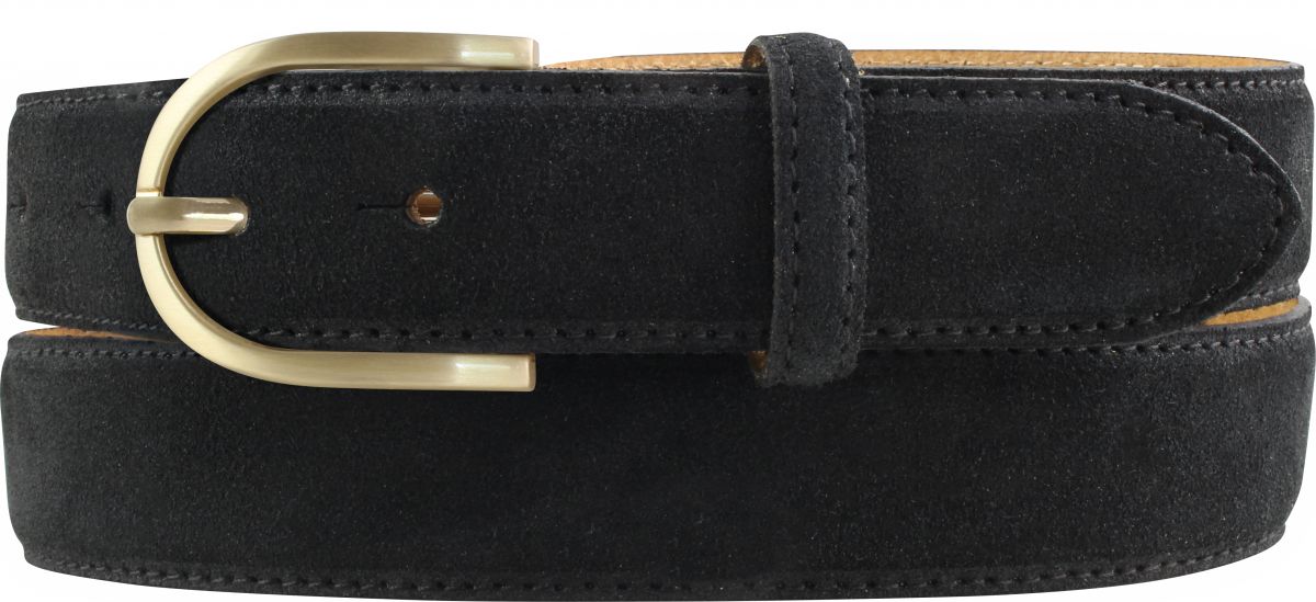 Dameng�rtel aus Veloursleder mit goldener G�rtelschnalle 3,0 cm