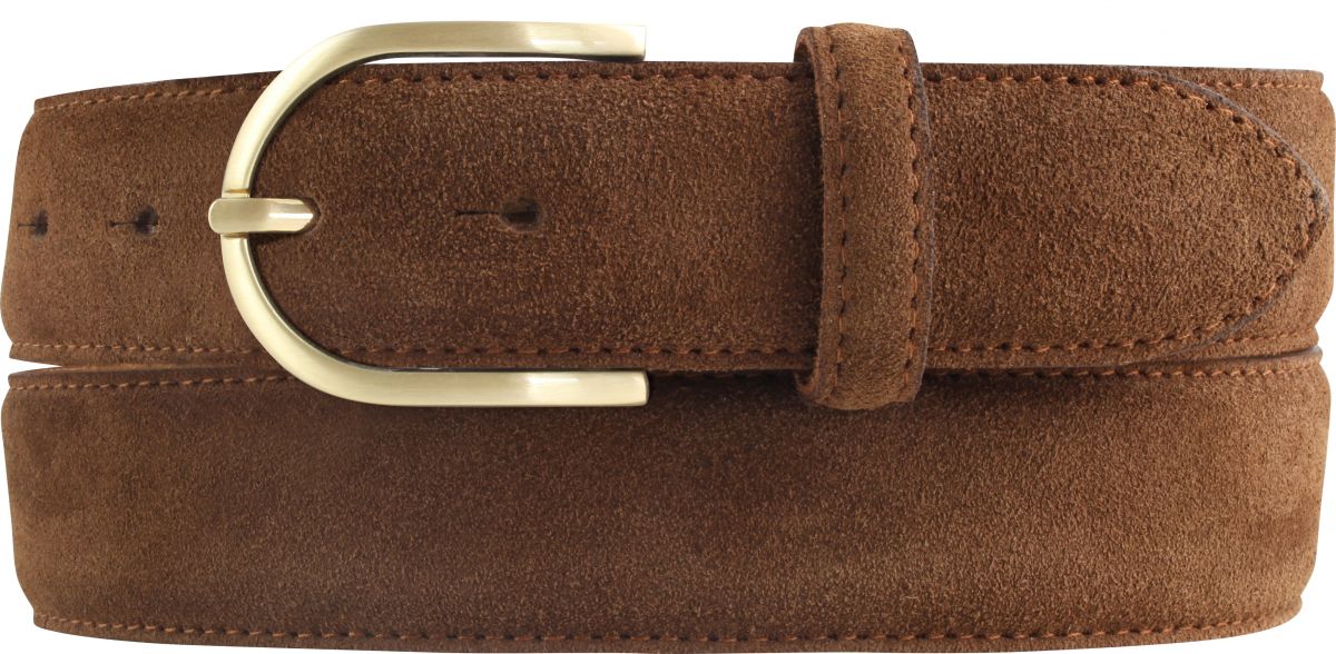Dameng�rtel aus Veloursleder mit goldener G�rtelschnalle 3,5 cm