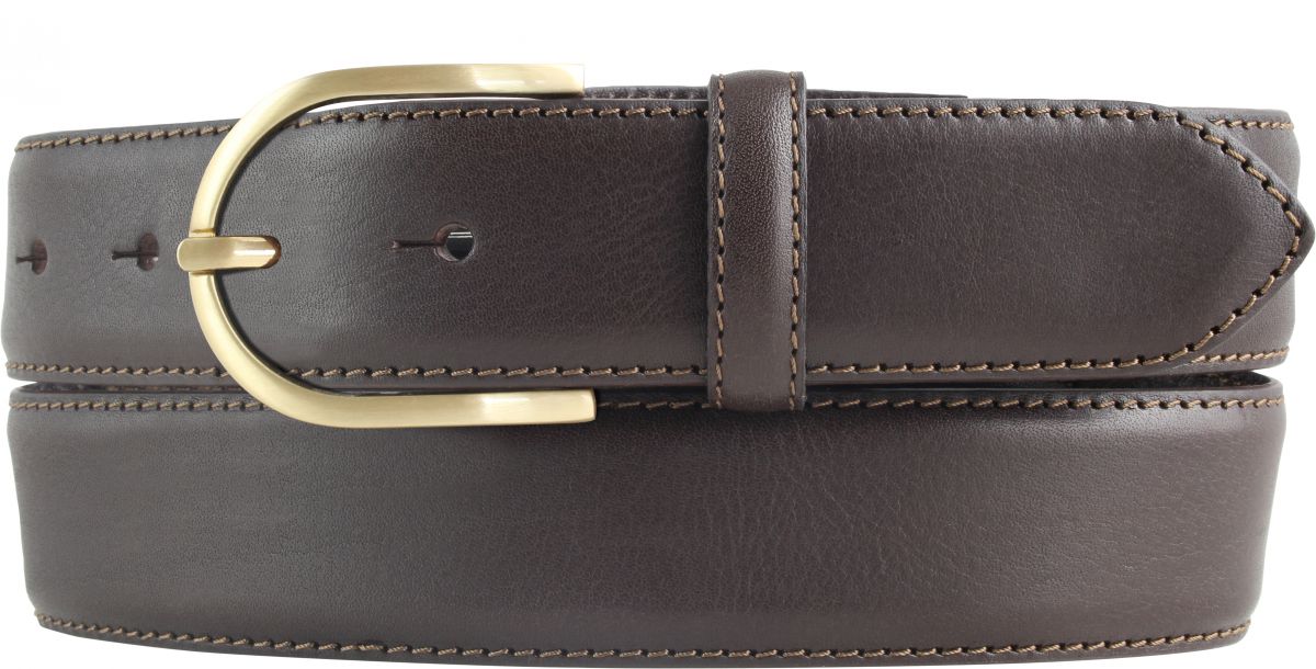 Dameng�rtel aus Vollrindleder bombiert mit goldener G�rtelschlie�e 3,5 cm