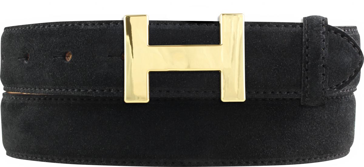 Designer-G�rtel HELEN aus Veloursleder mit goldener G�rtelschnalle 3,0 cm