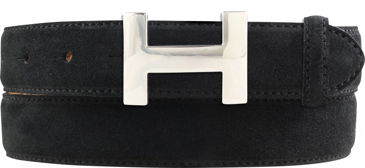 Designer-G�rtel HELEN aus Veloursleder mit silberner G�rtelschnalle 3,0 cm
