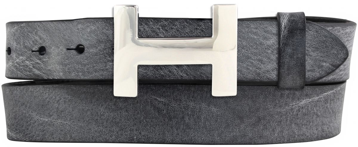 Designer-G�rtel HERMINE aus Vollrindleder Vintage 3,0 cm Silber