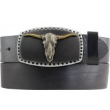 Ledergürtel Vollrindleder 4 cm Longhorn Gürtelschnalle Ledergürtel Vollrindleder 4 cm Longhorn Gürtelschnalle