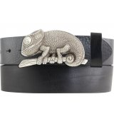 Ledergürtel Vollrindleder 4 cm Chamäleon Gürtelschnalle Ledergürtel Vollrindleder 4 cm Chamäleon Gürtelschnalle