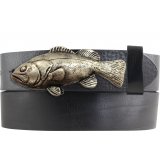 Ledergürtel Vollrindleder 4 cm Fisch Gürtelschnalle Ledergürtel Vollrindleder 4 cm Fisch Gürtelschnalle