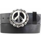 Lederg�rtel Rindleder 4 cm Peace G�rtelschnalle
