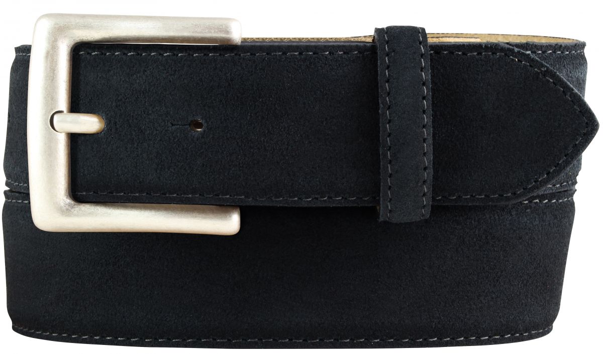 G�rtel aus Veloursleder mit altsilberner G�rtelschnalle 4,0 cm