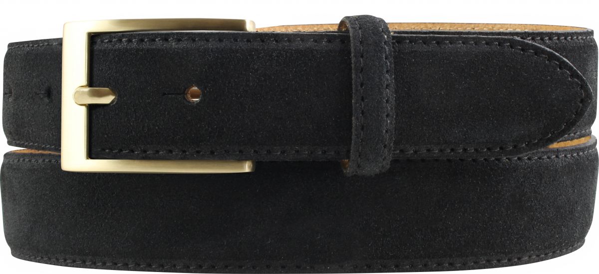 G�rtel aus Veloursleder mit goldener G�rtelschlie�e 3,0 cm