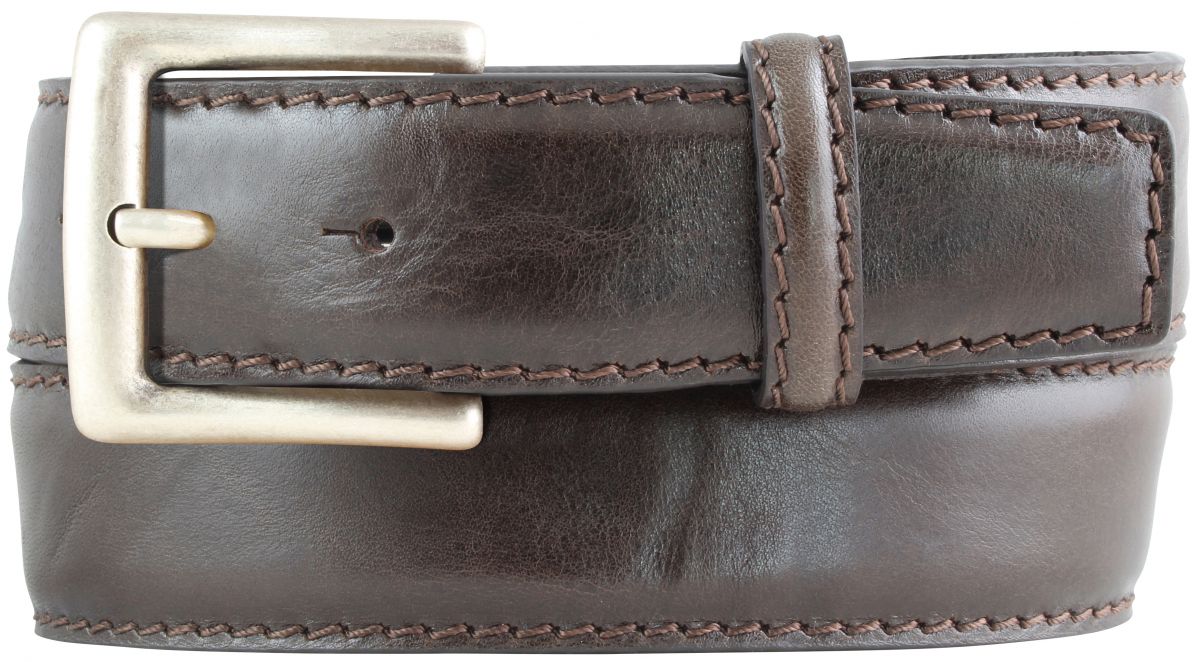 G�rtel aus Vollrindleder bombiert mit altsilberner G�rtelschlie�e 4,0 cm