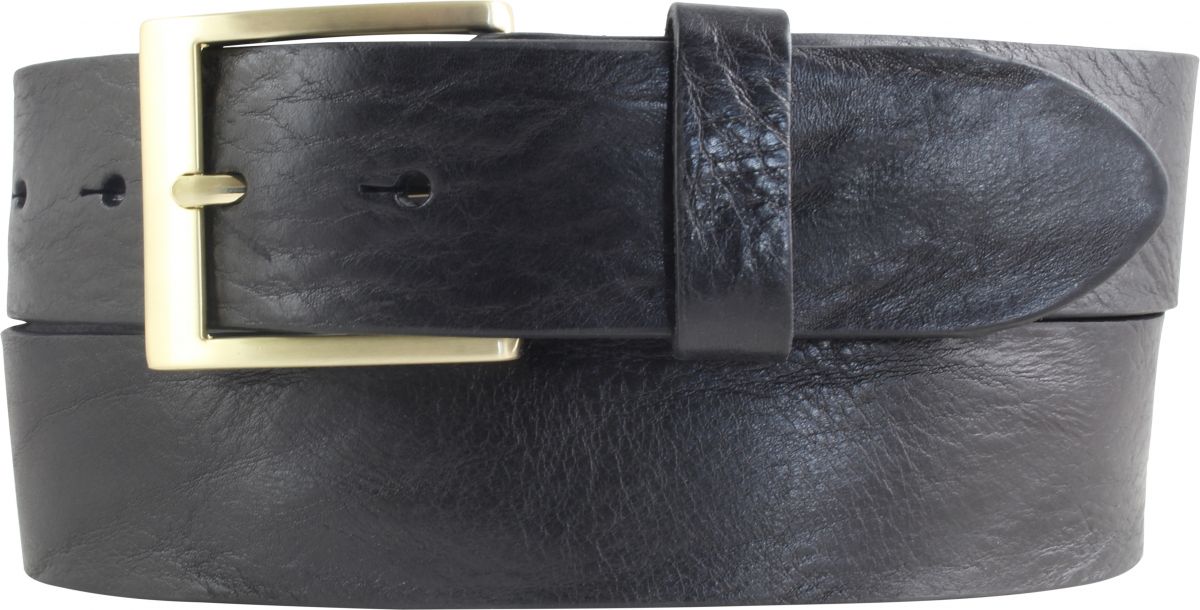 G�rtel aus Vollrindleder im Used-Look mit goldener G�rtelschlie�e 4,0 cm
