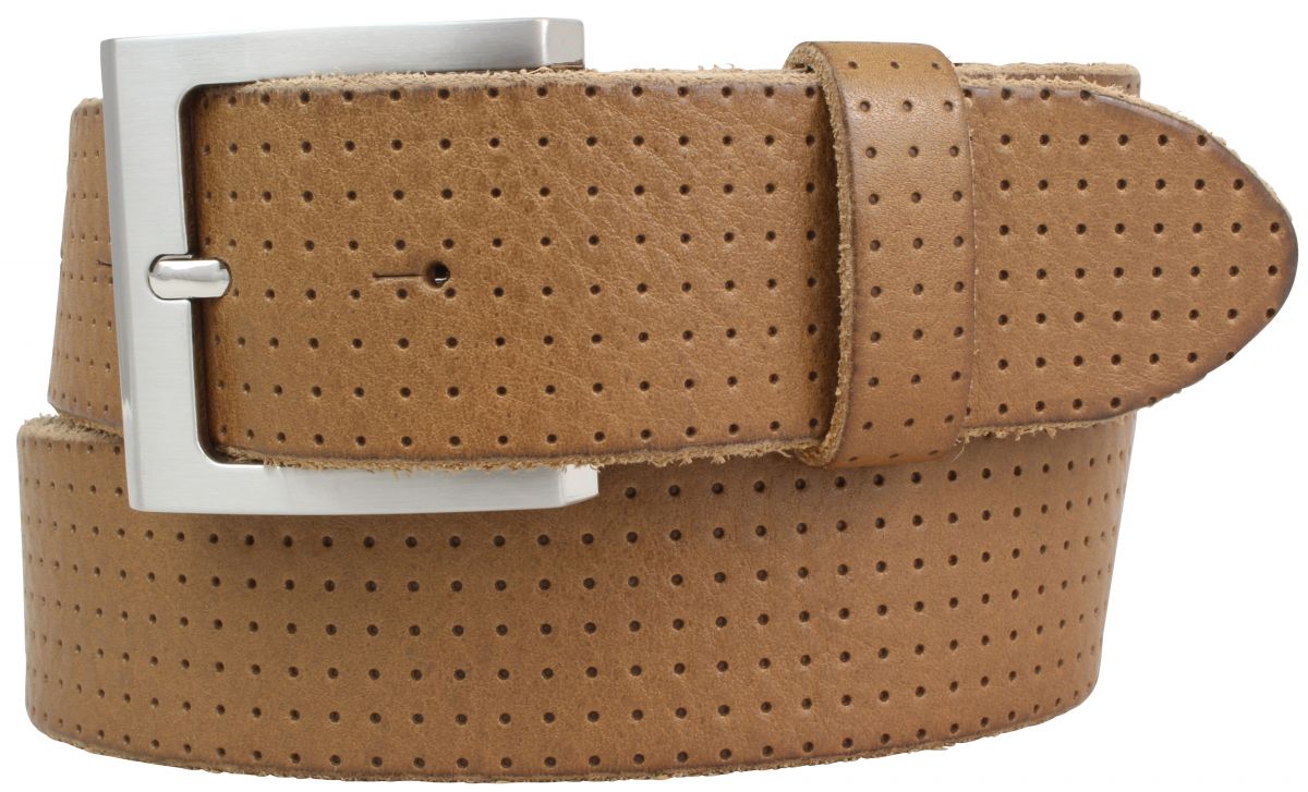G�rtel aus Vollrindleder in Pierce-Optik 4,0 cm