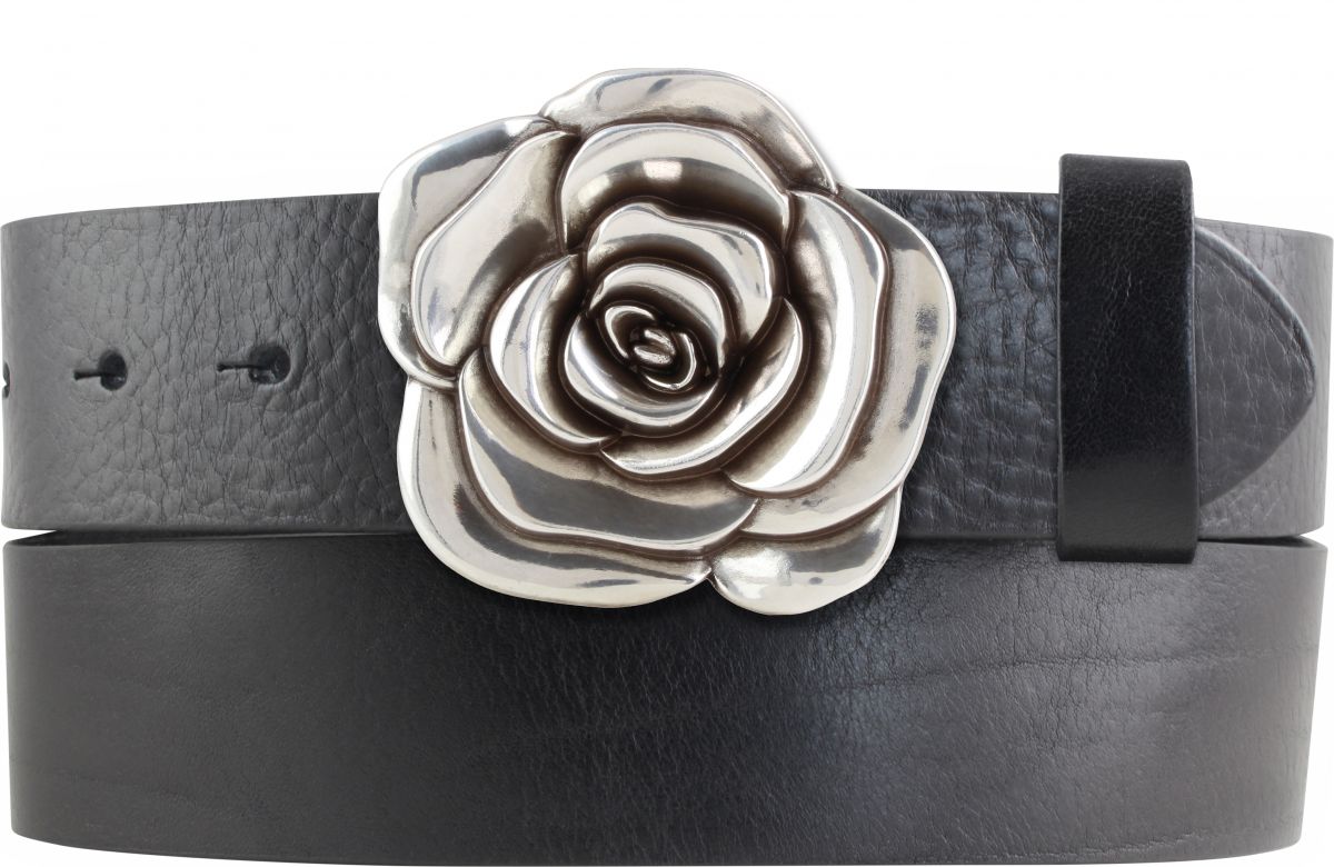 G�rtel aus Vollrindleder mit A Rose-Schlie�e 4,0 cm