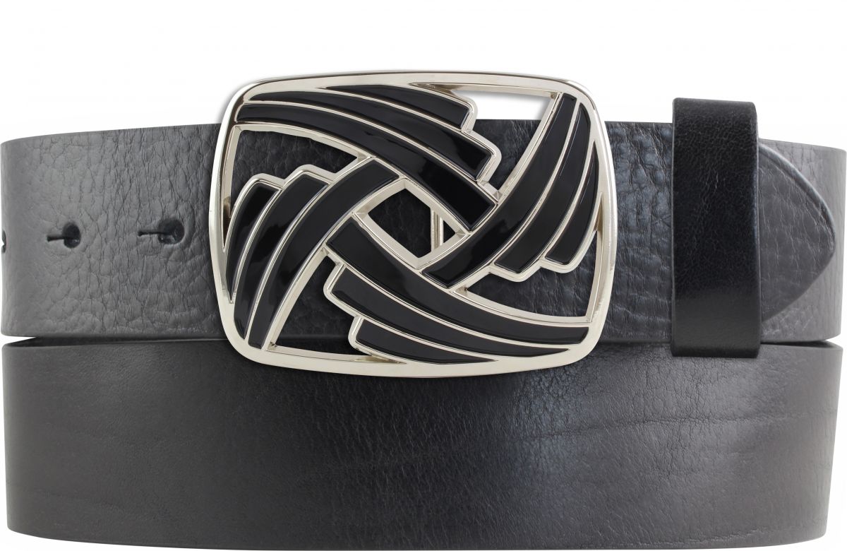 G�rtel aus Vollrindleder mit Black Lines-Schlie�e 4,0 cm