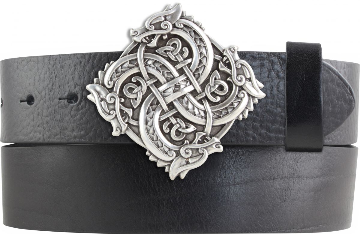 G�rtel aus Vollrindleder mit Celtic Dragons-Schlie�e 4,0 cm