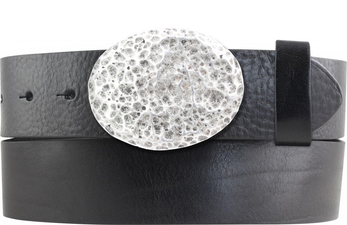 G�rtel aus Vollrindleder mit Crater-Schlie�e 4,0 cm