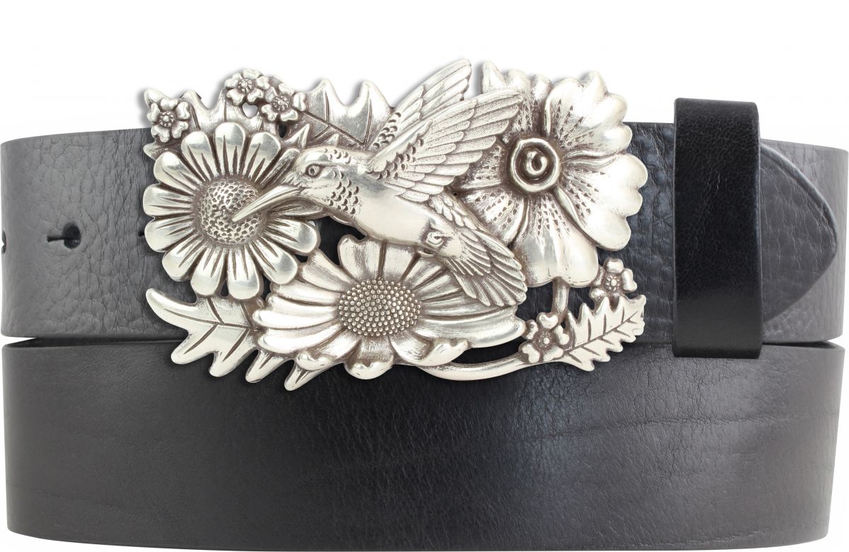 G�rtel aus Vollrindleder mit Kolibri-Schlie�e 4,0 cm