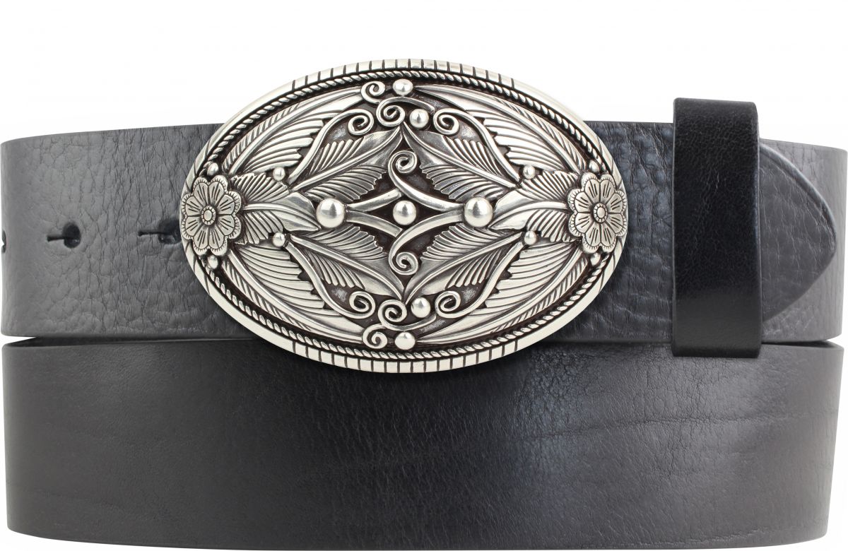 G�rtel aus Vollrindleder mit Livorno -Schlie�e 4,0 cm