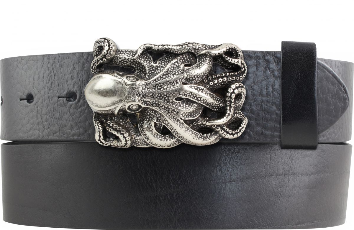 G�rtel aus Vollrindleder mit Oktopus-Schlie�e 4,0 cm