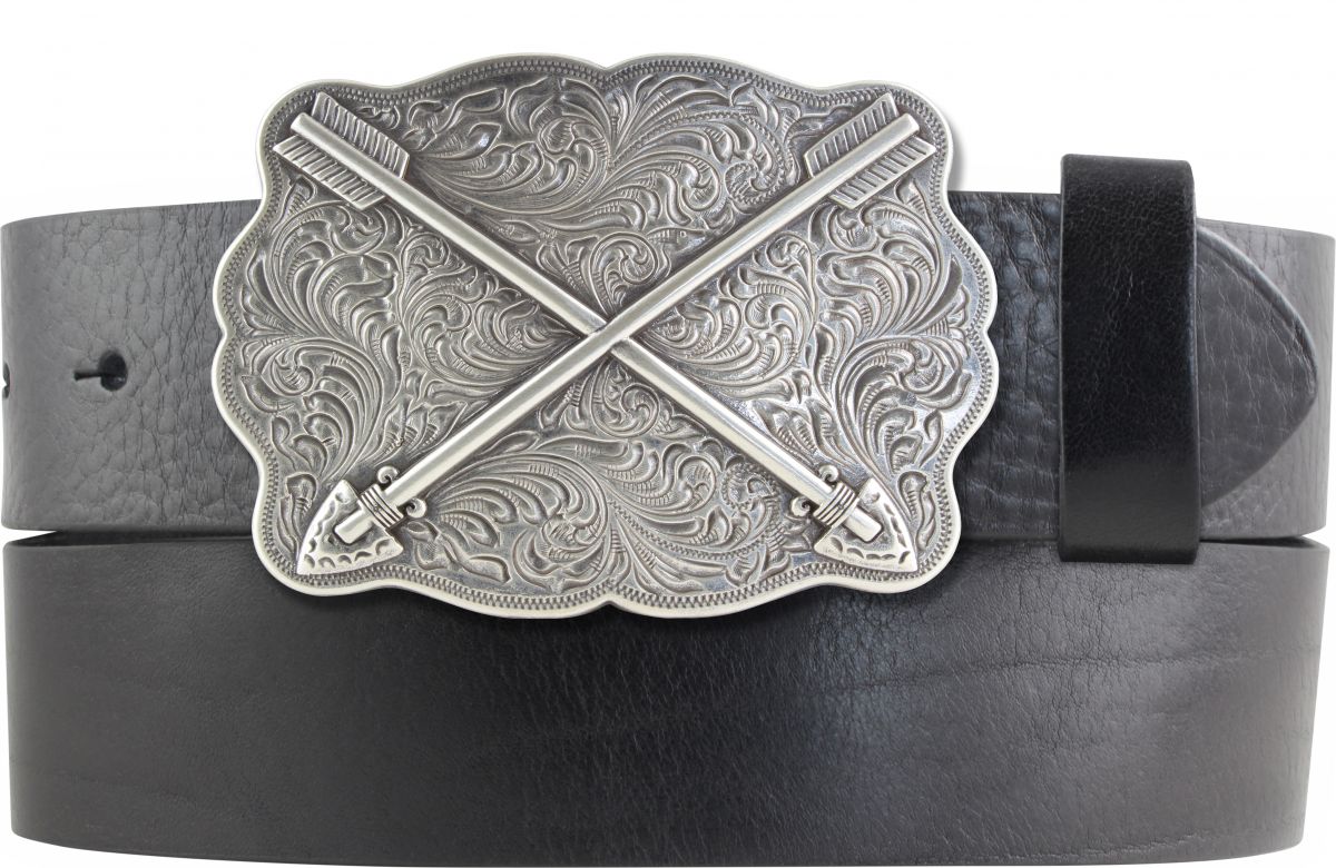 G�rtel aus Vollrindleder mit Pfeile-Schlie�e 4,0 cm