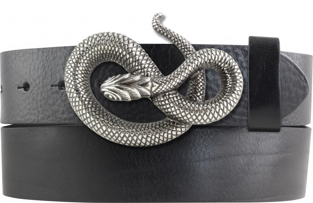 G�rtel aus Vollrindleder mit Schlange-Schlie�e 4,0 cm