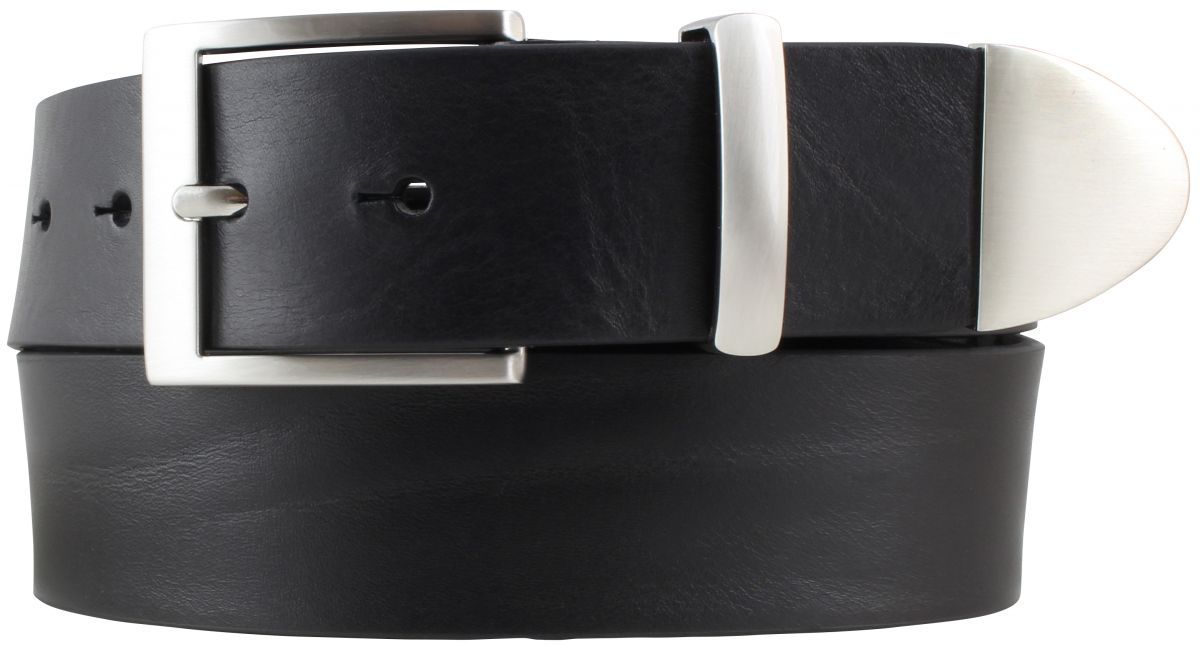 G�rtel aus Vollrindleder mit Schlaufe und Spitze aus Metall 4,0cm