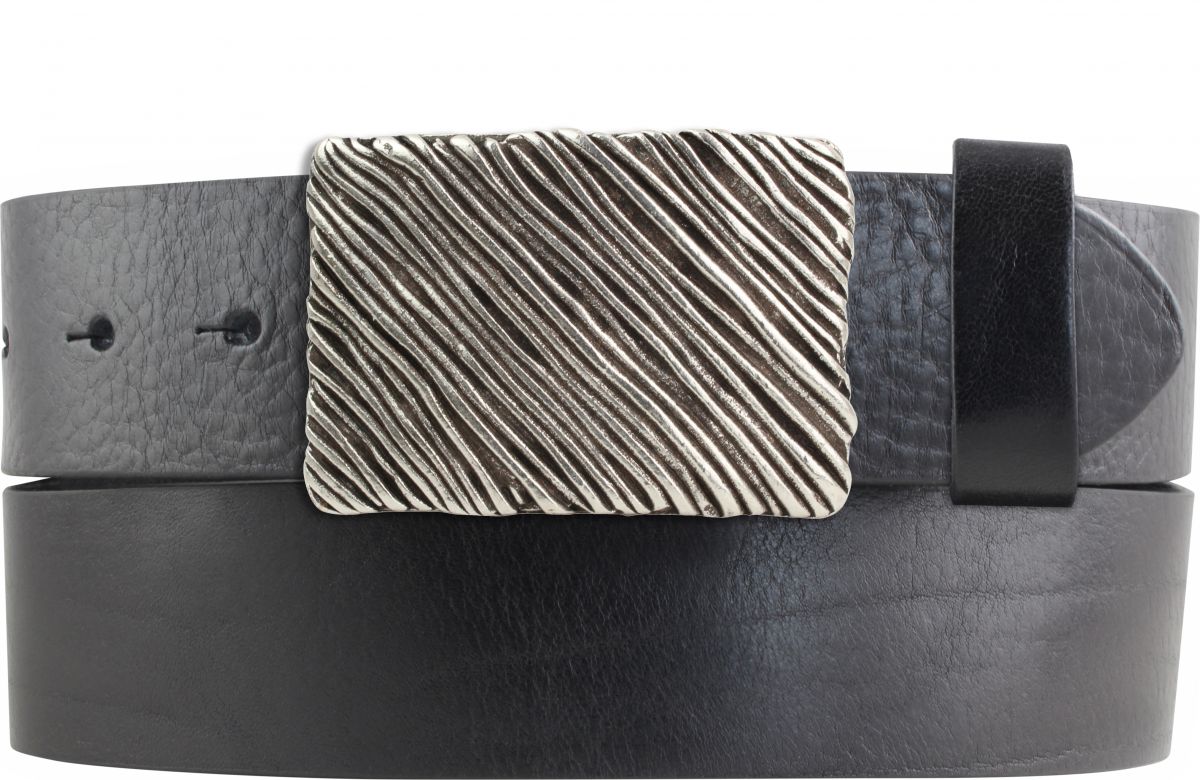 G�rtel aus Vollrindleder mit Superficial Stripes-Schlie�e 4,0 cm