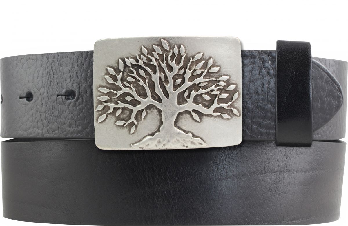 G�rtel aus Vollrindleder mit Tree of Life-Schlie�e 4,0 cm